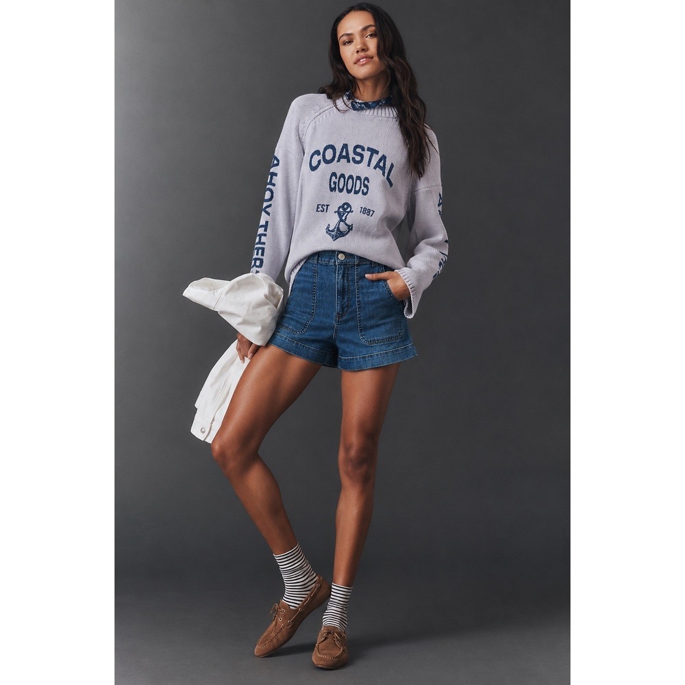 Banana Republic Paperbag Denim Shorts Women's 25 High Rise Blue Lyocell